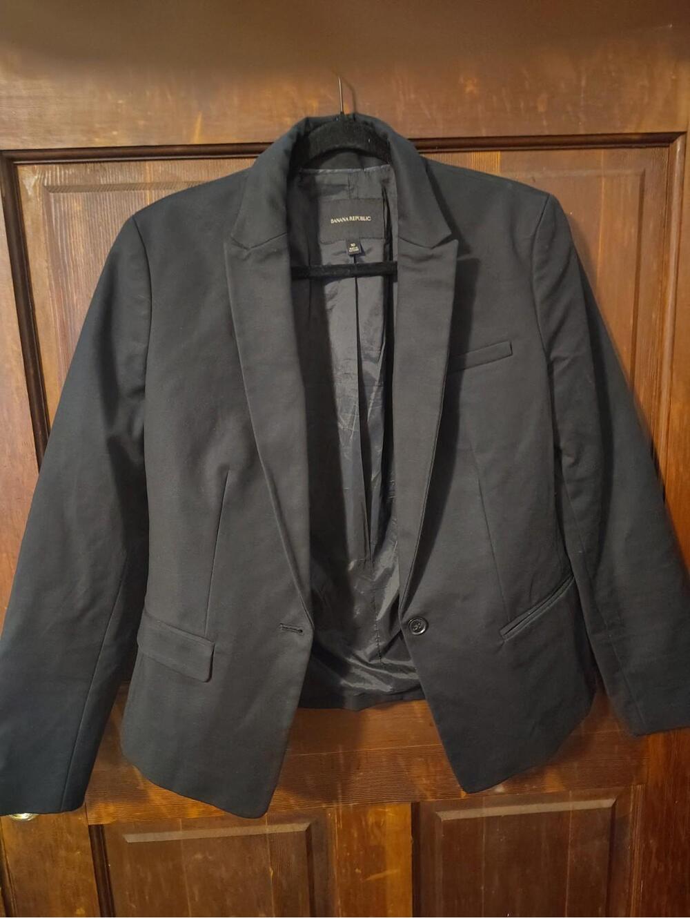 Banana Republic Single-Breasted Blazer Womens 10 Black Single Breasted Corporate